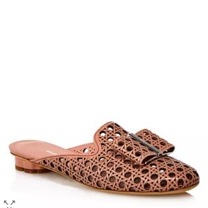 Salvatore Ferragamo Women's Sciacca Woven Leather Flower Heel Mules